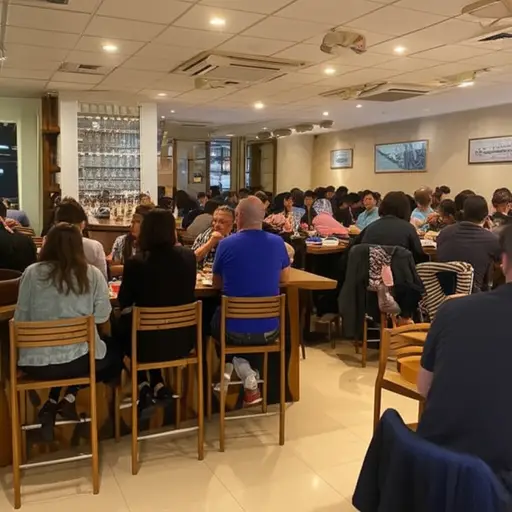 没有空桌子了，所以我坐在吧台。