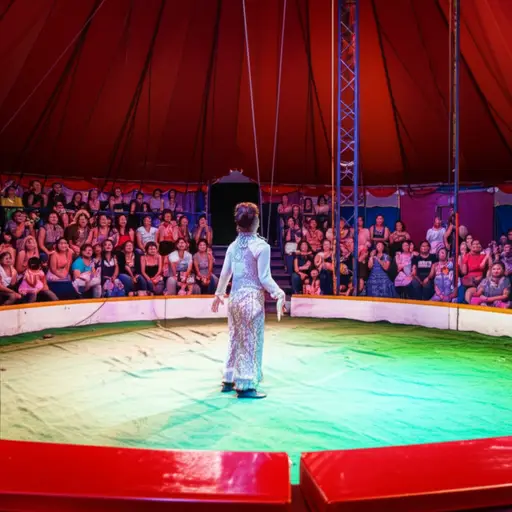 马戏团表演者用他的技巧让观众惊叹。