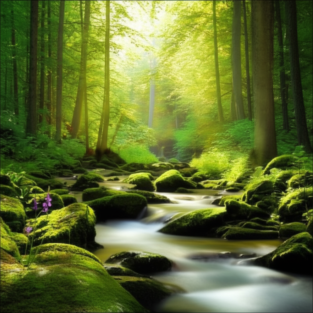 小溪流过森林。