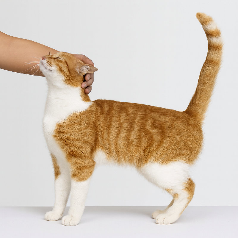 她正轻轻地抚摸着猫。