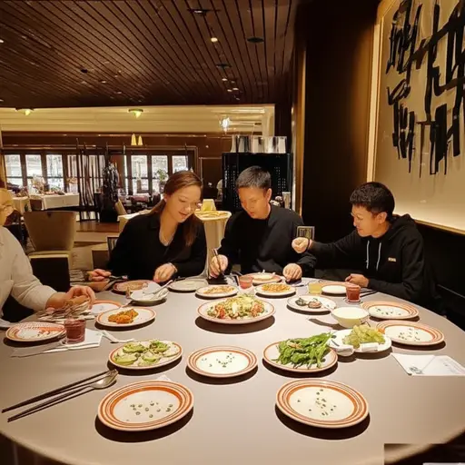 我们在餐厅吃晚饭。