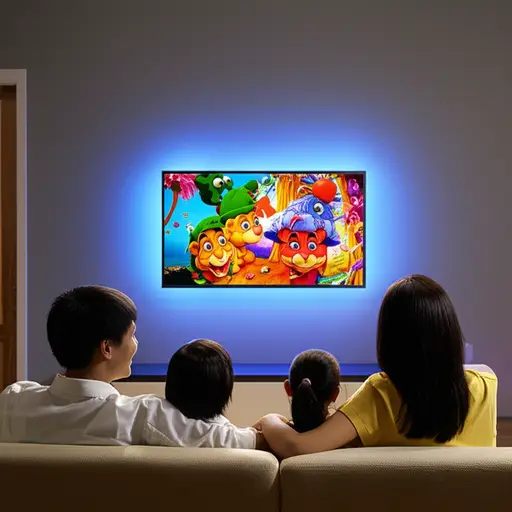 我们昨晚看了一部动画片。