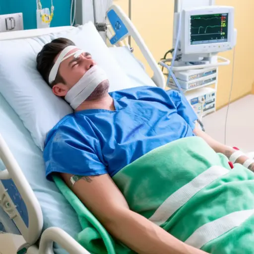 他在事故中受了重伤。