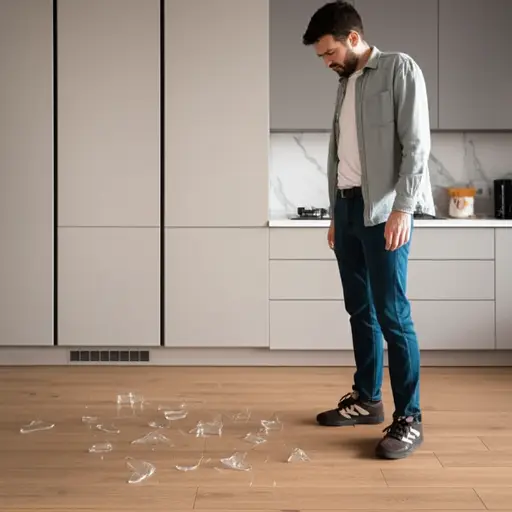 这是你本周打碎的第三个玻璃杯了——你真笨手笨脚！