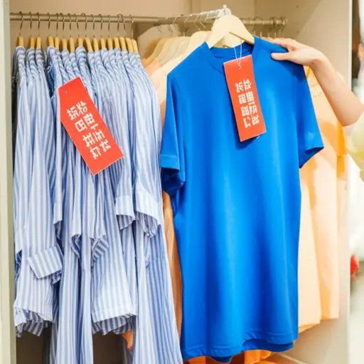 这些T恤在打折，所以我买了一件。