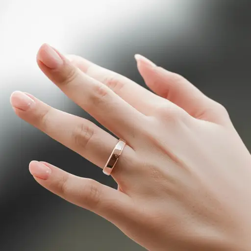 她戴着一枚结婚戒指。