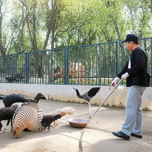 动物园的饲养员每天早晨喂动物。
