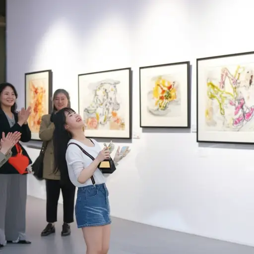 她的画在艺术比赛中赢得了一等奖。