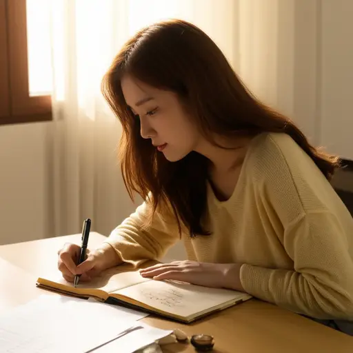 她每天都会在日记里写一篇日记。