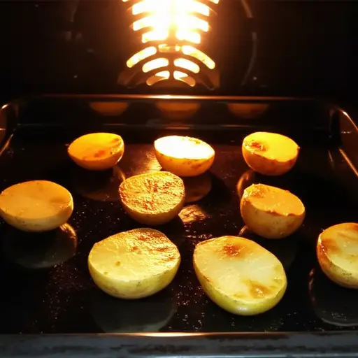 土豆正在烤箱里烤着。