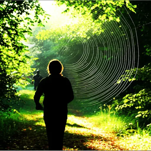 走路时我小心地避开了蜘蛛网。