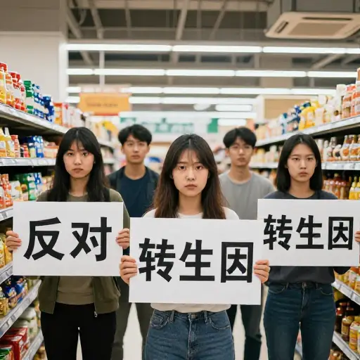 他们反对转基因食品。