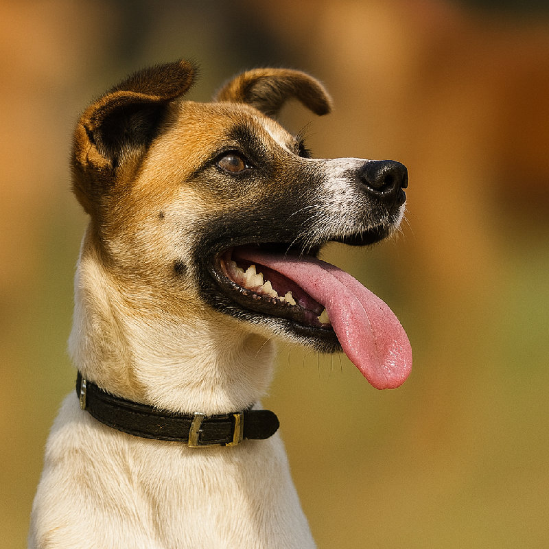 狗的舌头耷拉在外面。