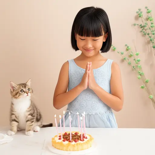 她想要一只猫作为生日礼物。