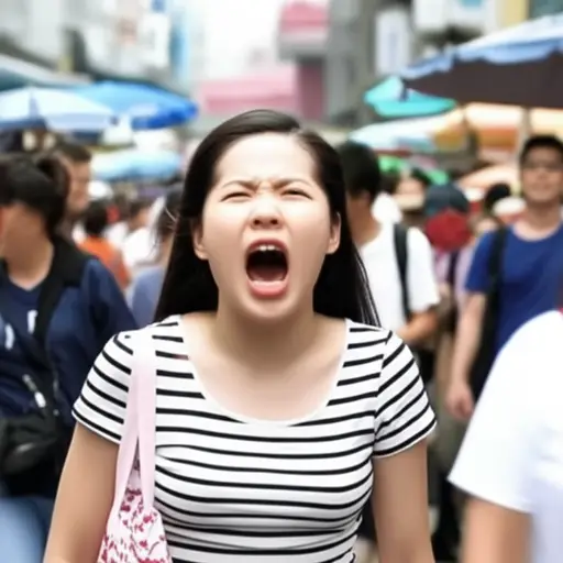 她在拥挤的市场里喊出了朋友的名字。