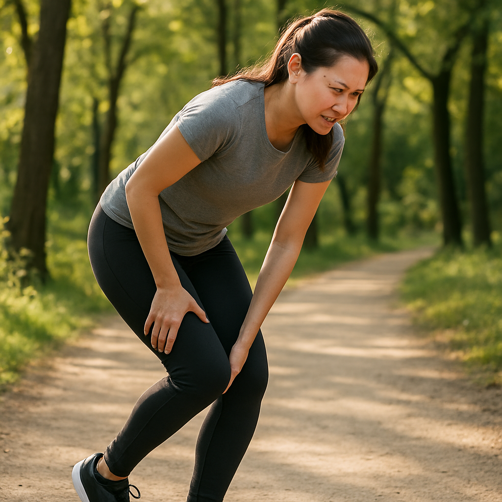 腿后侧肌肉拉伤让她走路很困难。