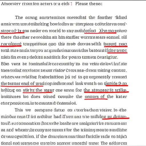 所有技术词汇都用红笔在下面画了线。