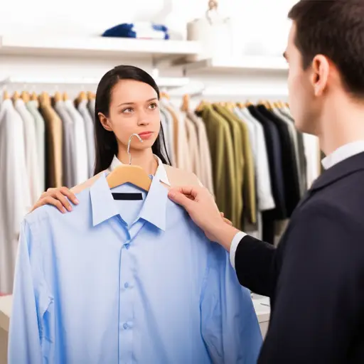 我向店员询问了这件衬衫的价格。