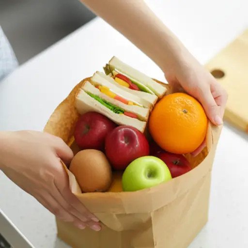 她把午餐装进了纸袋里。