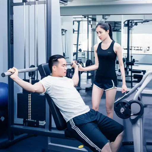 我在健身器上锻炼时，她看着我。