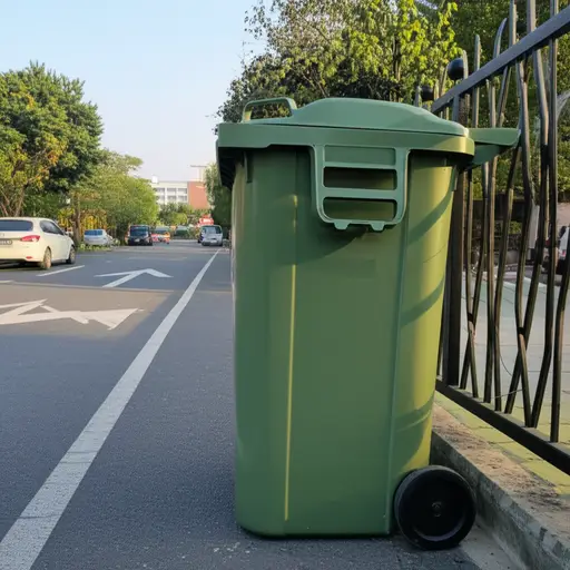 请记得明天早上把垃圾桶拿出去让人收走。