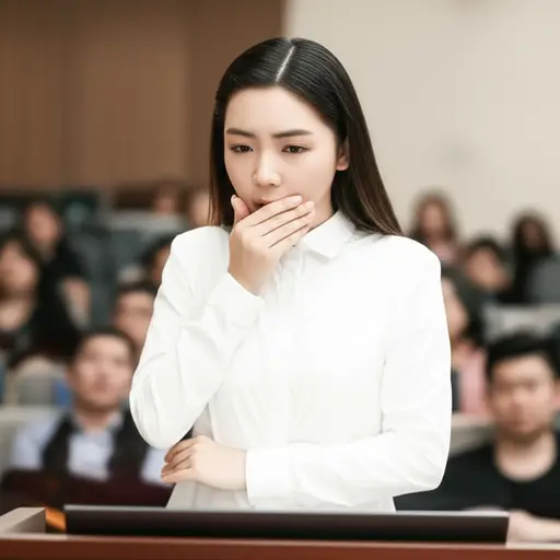 她在说话前紧张地咳嗽了一下。