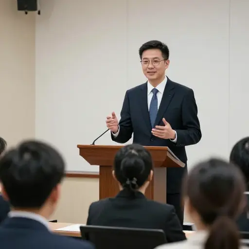 他以冷静自信的方式完成了这场复杂的演讲。