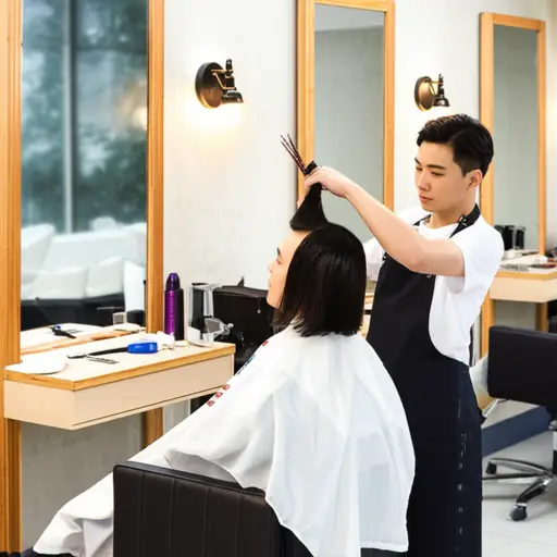 我去了一家美容沙龙剪头发。