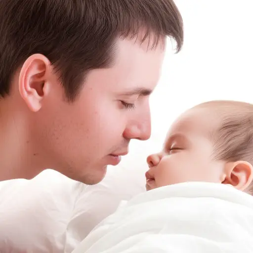 他用轻柔的声音说话，以免吵醒婴儿。