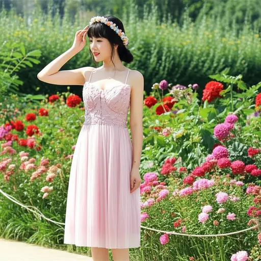 她穿了一件很漂亮的裙子。