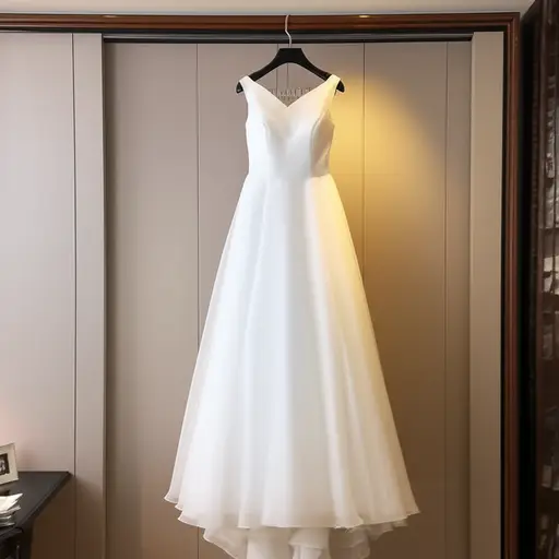 那件婚礼礼服优雅而洁白。