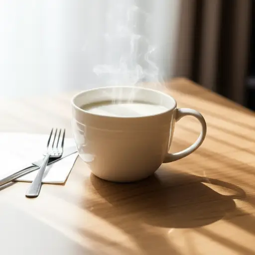 我早餐喝一杯牛奶。