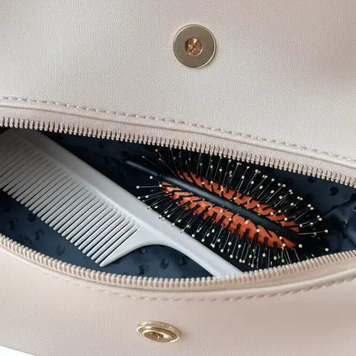 我的包里有一把梳子和一把刷子。