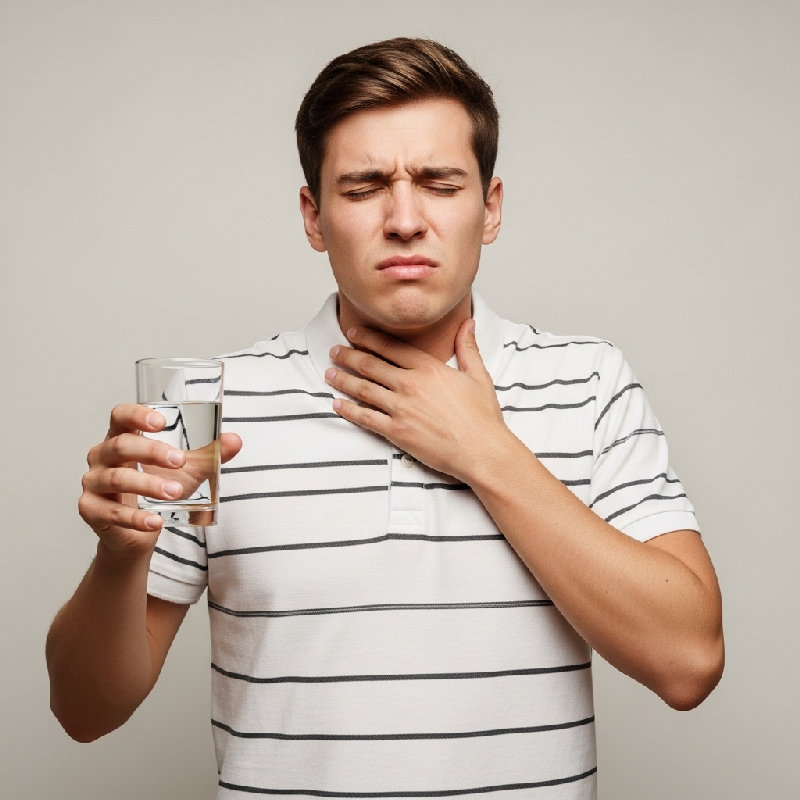 我的嗓子有点儿刺痒。