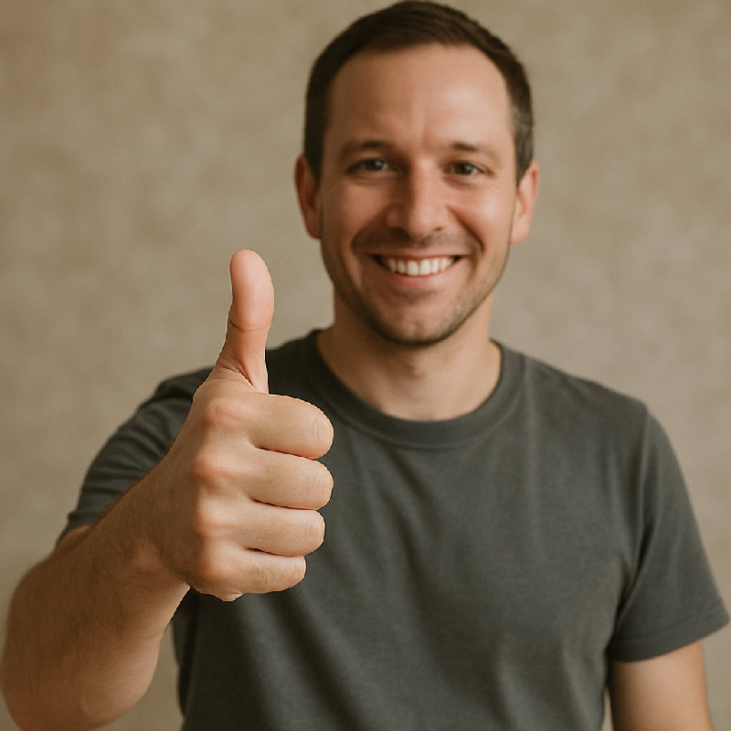 他给了我一个竖起大拇指的手势，表示赞同。