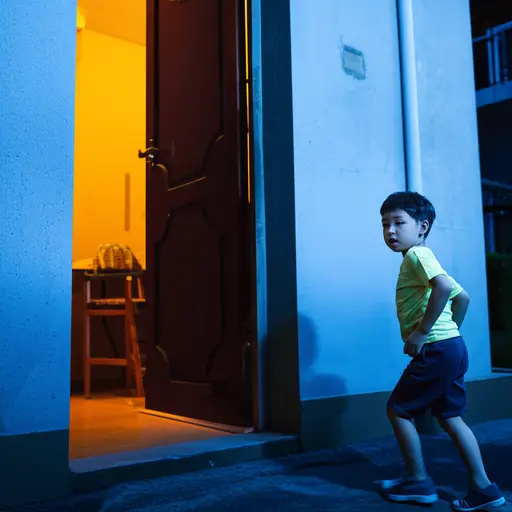 那个孩子没告诉他妈妈，就偷偷去了朋友家。