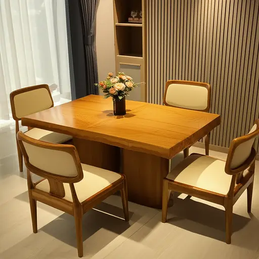 我家的餐厅有一张大桌子。