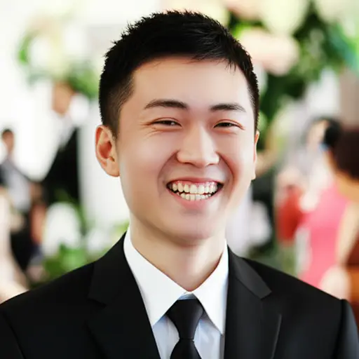 新郎高兴得合不拢嘴。