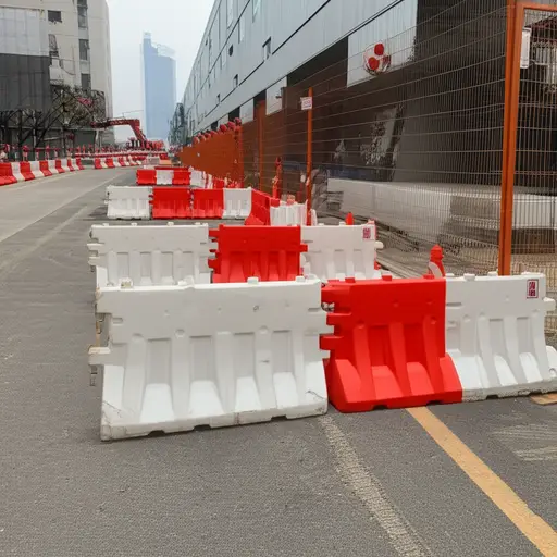 一个临时路障被放置在建筑工地周围以确保安全。