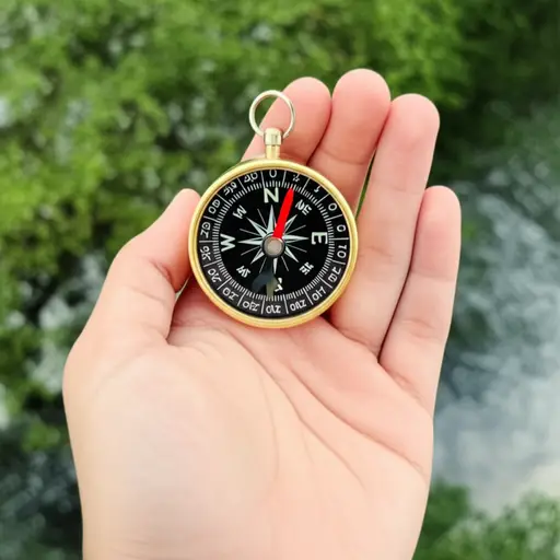 你能看到指南针的指针指向哪里吗？