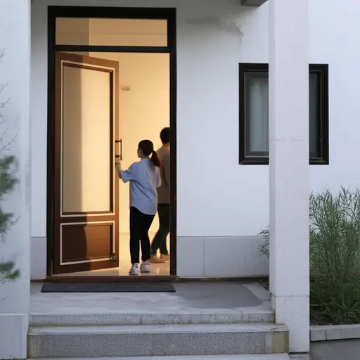 他一大早就来到我家，然后我们一起离开了。