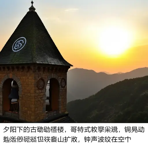 古老的塔楼里，教堂的钟声在山谷中回荡。