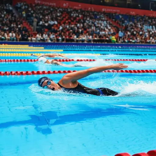 她非常健壮，在游泳比赛中表现出色。