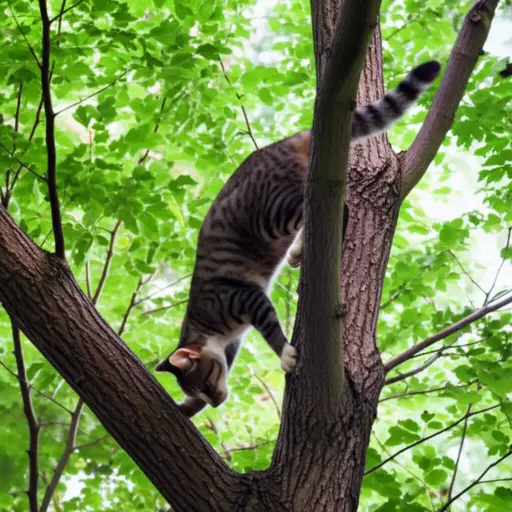 猫从树上下来了。