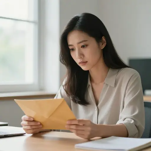 她（沉思地）重读了那封信，寻找隐藏的含义。