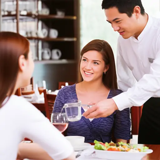 服务员对顾客的态度非常好。