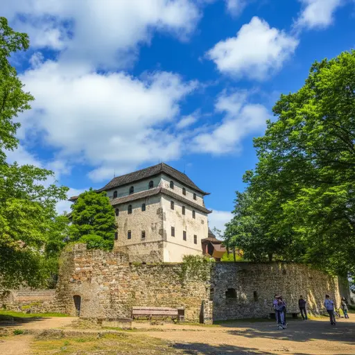 我们去年夏天参观了那座美丽的城堡。