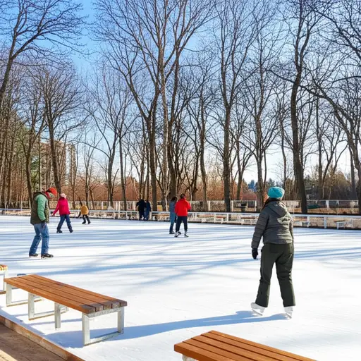 公园里有一个滑冰场。