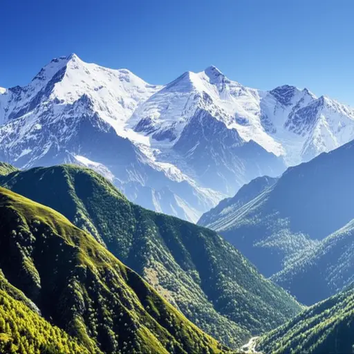 山顶上有积雪，但下面的山谷里却没有。