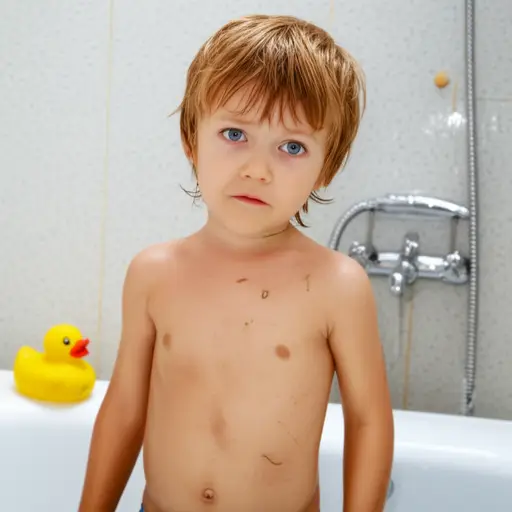 艾瑞克在花园玩耍后需要好好洗个澡。